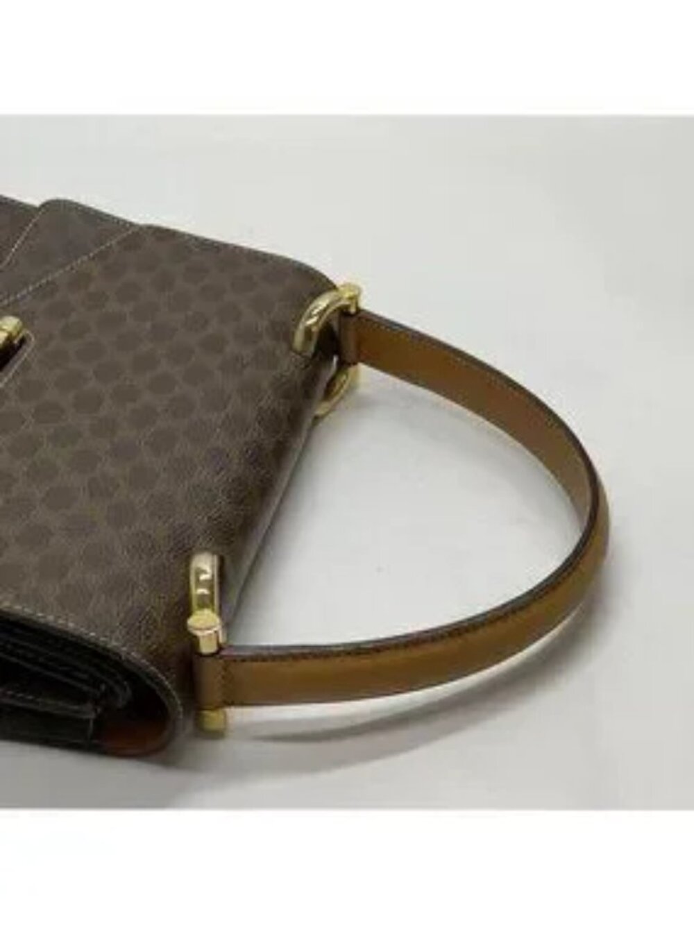 Authentic Celine Vintage Macadam Brown Monogram Leather Flap Top Handle Bag - Picture 16 of 16